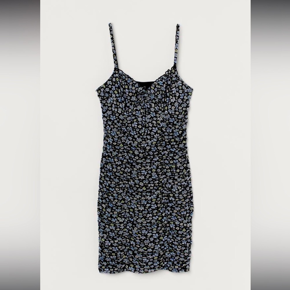 NWT H&M Draped Lace Trimmed V-Neck Floral Print Dress Size M